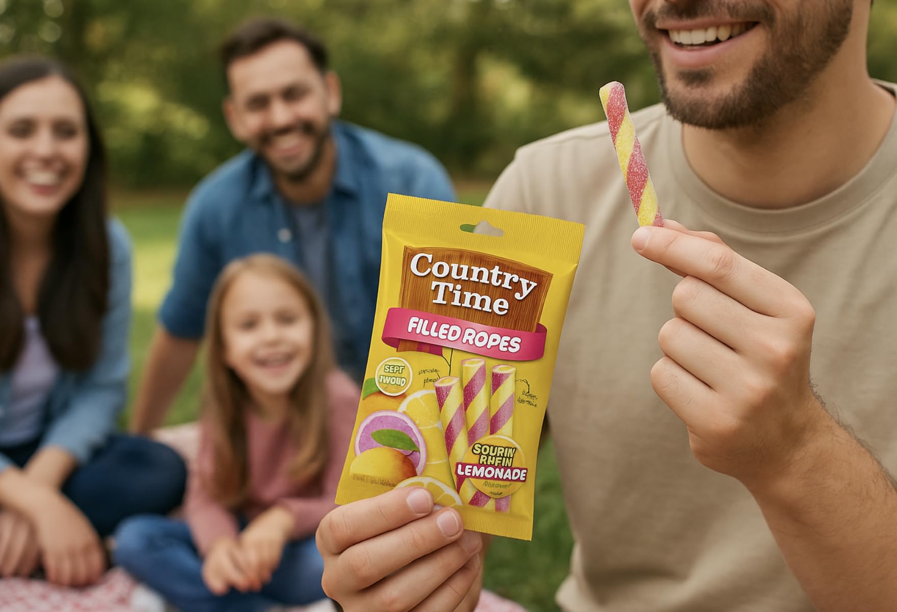 Country Time Sour N' Sweet Lemonade Gummy Candy Filled Ropes, Soft & Chewy, 3 oz, 2 Pack