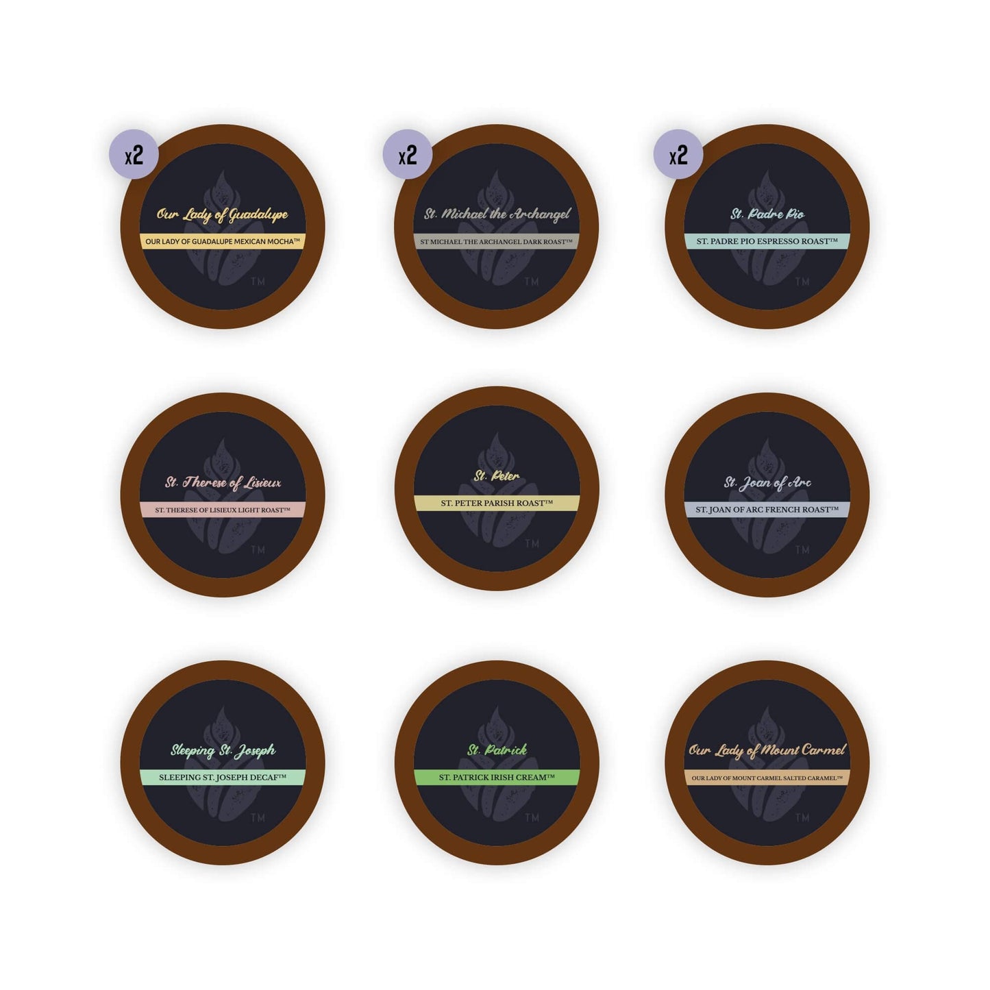 Catholic Coffee Pods - All Saints Variety Pack | Light, Medium, Dark Roasts | 12 Pack, Single Serve Coffee Pods