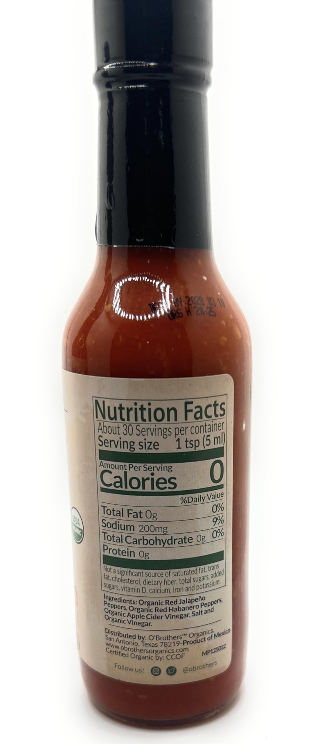 O'Brothers Organic Pepper Sauce 5oz - 2 bottles (Habanero)