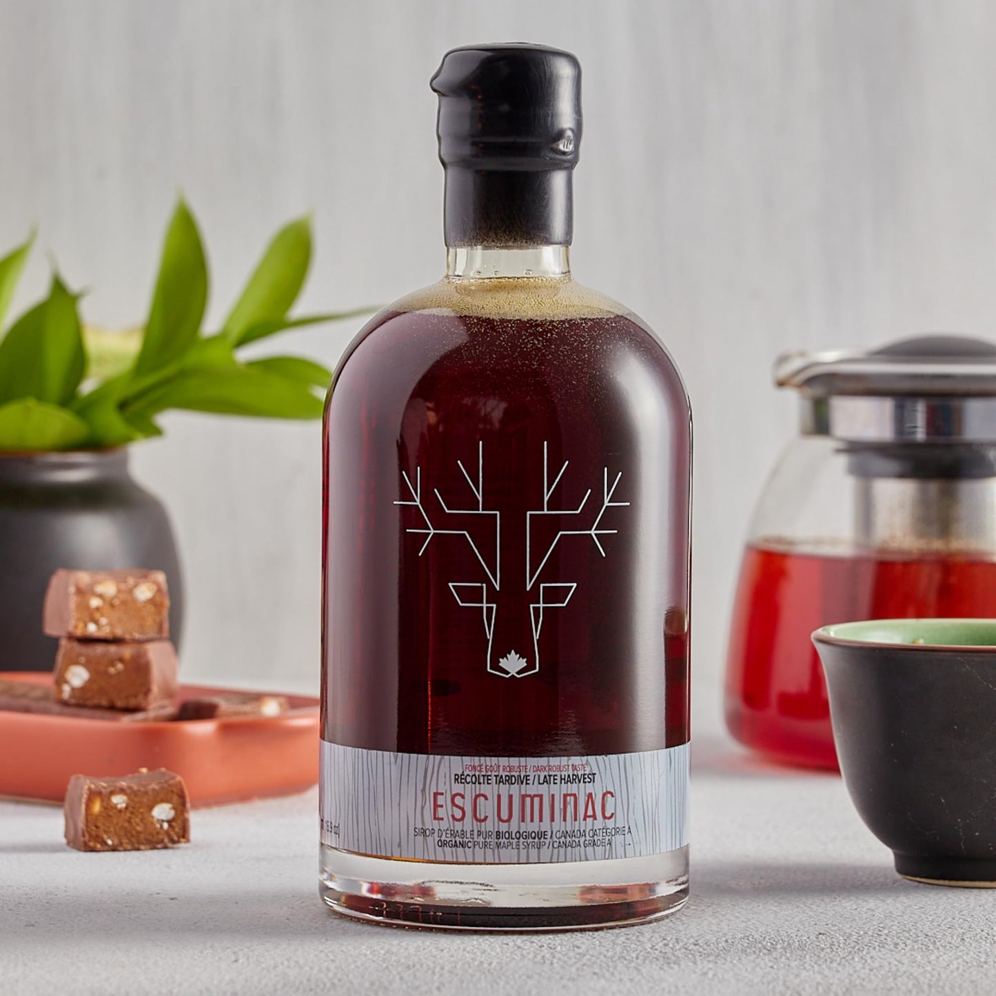 Escuminac Late Harvest Maple Syrup - Organic, Grade A Canada | Dark Robust Taste | 16.9 fl oz Glass Bottle | 100% Pure Canadian Syrup | Gourmet Gift