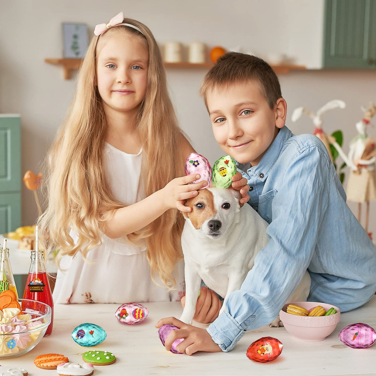 Fumete Large Diamond Easter Eggs with Stickers 3 Inch Fillable Plastic Pastel Eggs Translucent Colorful Eggs Bulk for Filling Treats Basket Stuffer