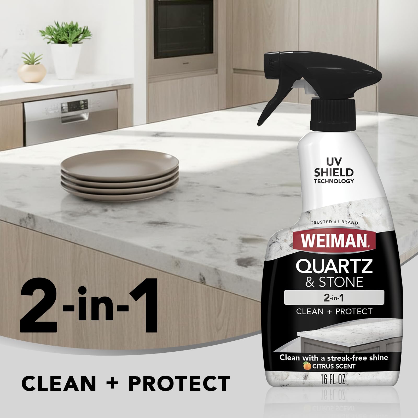 Weiman Quartz Countertop Cleaner and Polish (2 Pack w/Micro Towel) Clean and Shine Your Quartz Countertops Islands and Stone Surfaces with Ultra