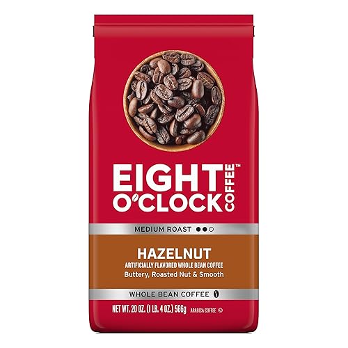 Eight O'Clock Coffee Hazelnut, Medium Roast, Whole Bean Coffee, 20 Ounce 100% Arabica, Kosher Certified