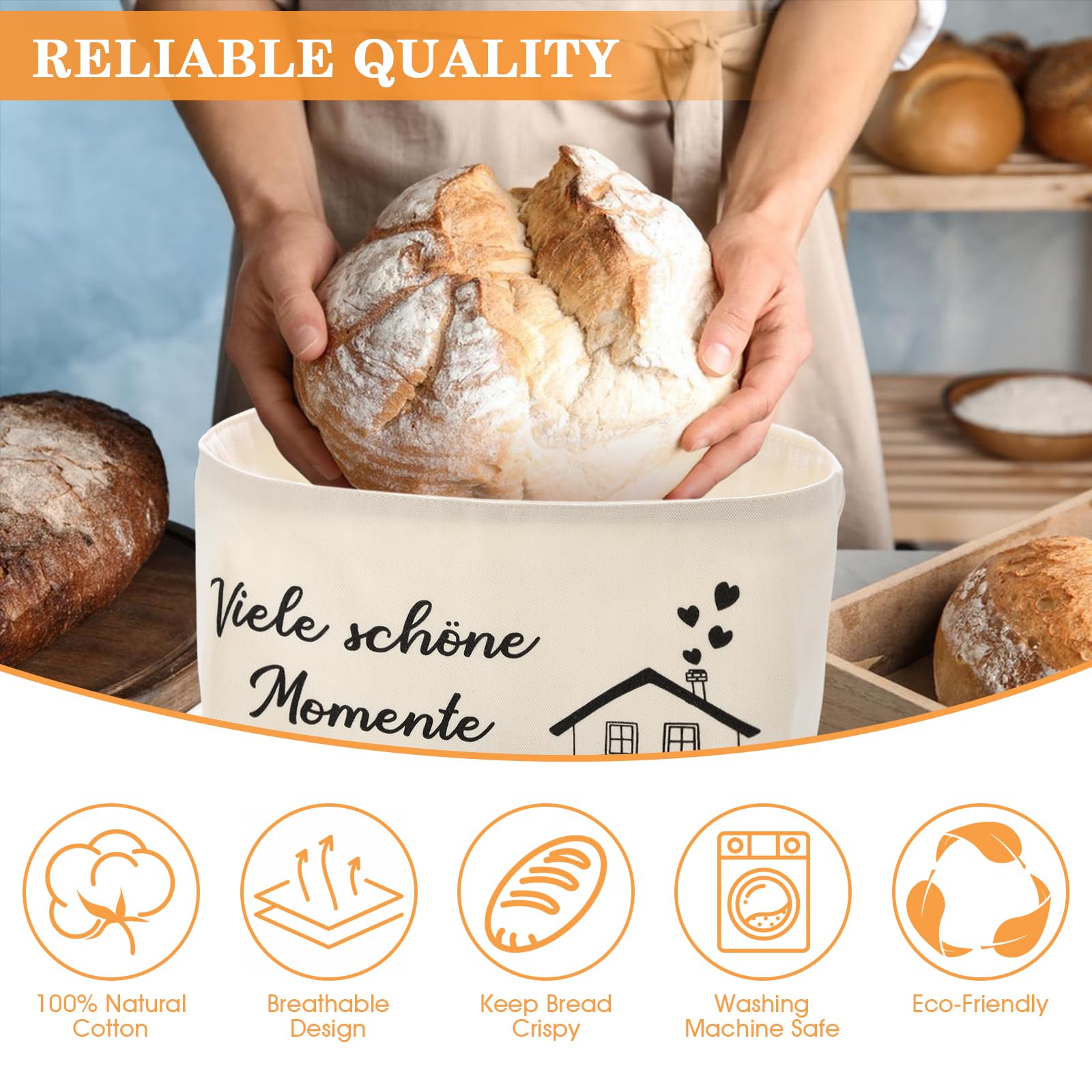 VIBINHO Bread Basket, Many Beautiful Moments in the New Home, Gifts for Moving into the New House, Bread Basket, Fabric Housewarming Gift, Bread Bag