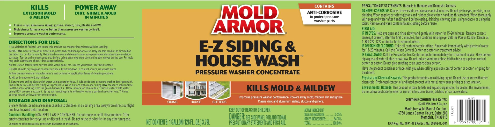 W M BARR FG581 128OZ Siding/House Wash