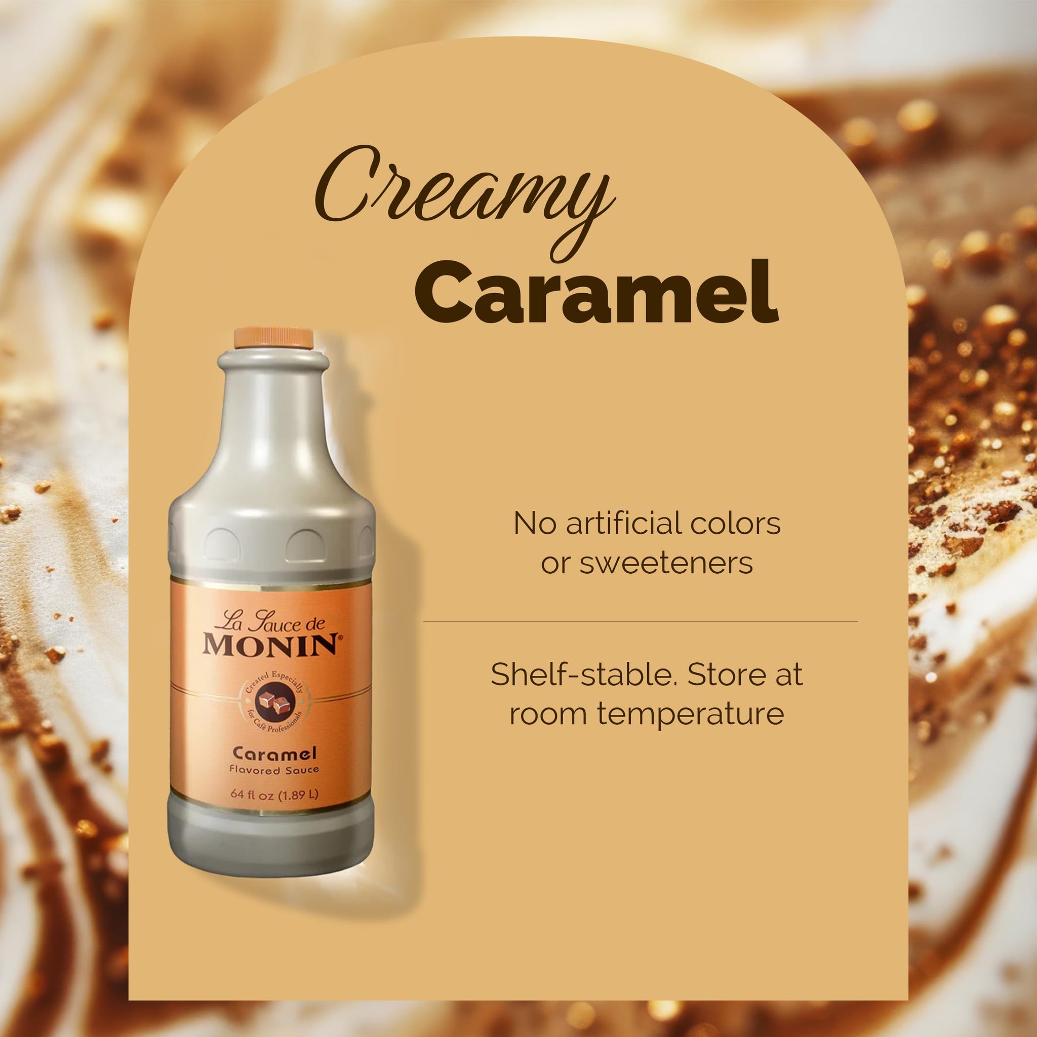 Monin - Gourmet Caramel Sauce, Rich and Buttery, Great for Desserts, Coffee, and Snacks, Gluten-Free, Non-GMO (64 Ounce)