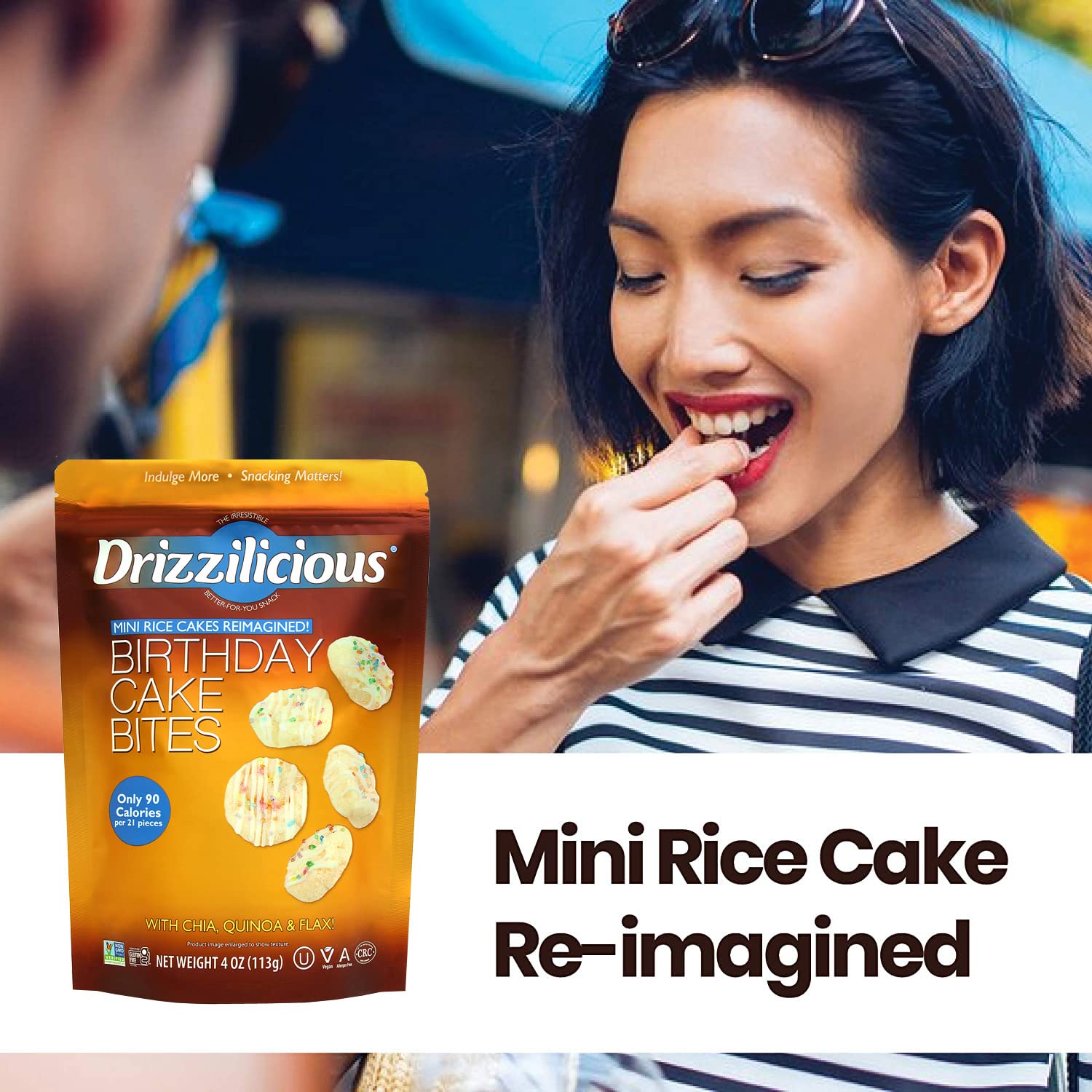 Drizzilicious Birthday Cake Bites Mini Rice Cakes, 4 OZ