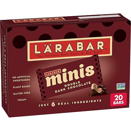 Larabar Minis Double Dark Chocolate Bars, Gluten Free Vegan Fruit and Nut Bars, 20 Bars, 15.6 oz