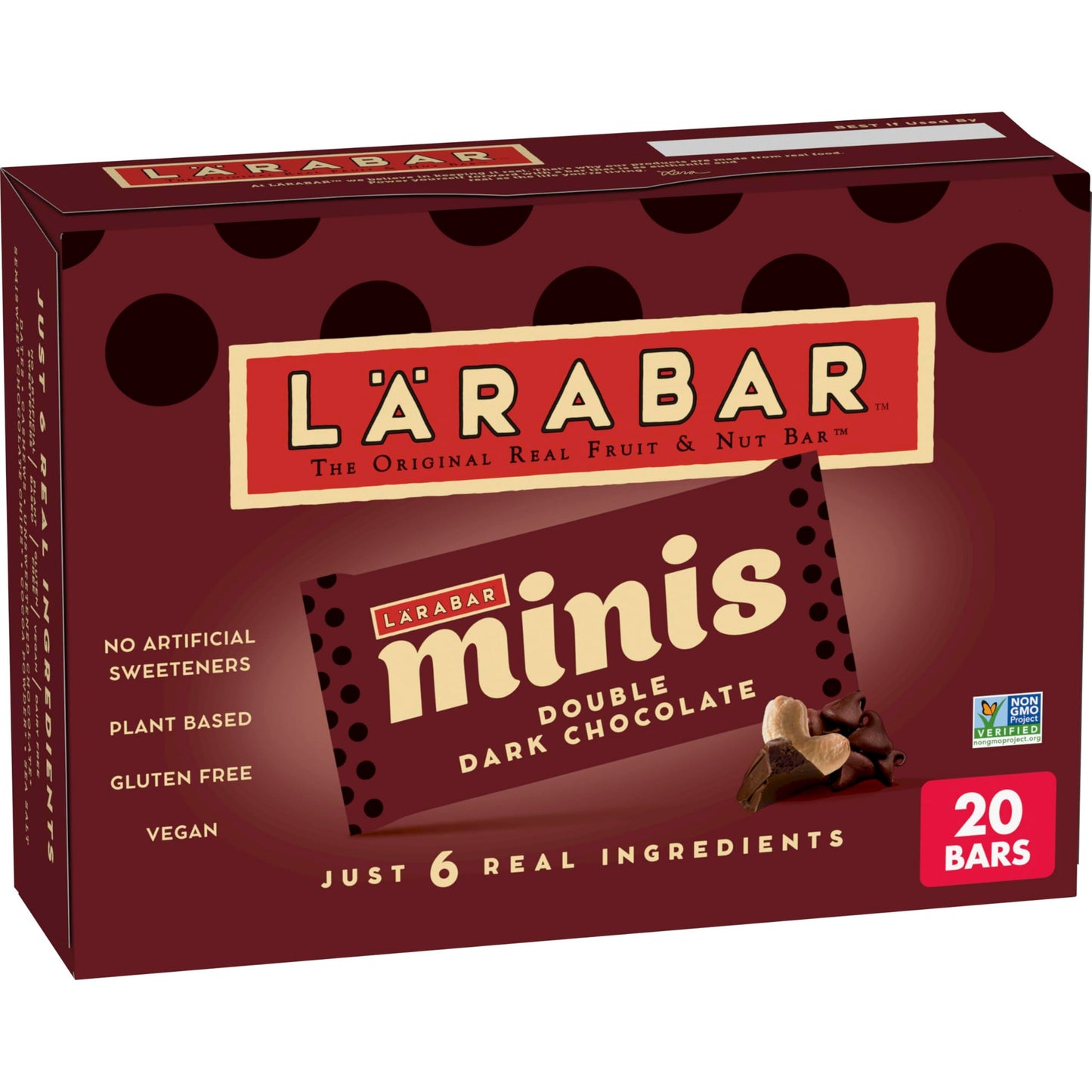 Larabar Minis Double Dark Chocolate Bars, Gluten Free Vegan Fruit and Nut Bars, 20 Bars, 15.6 oz