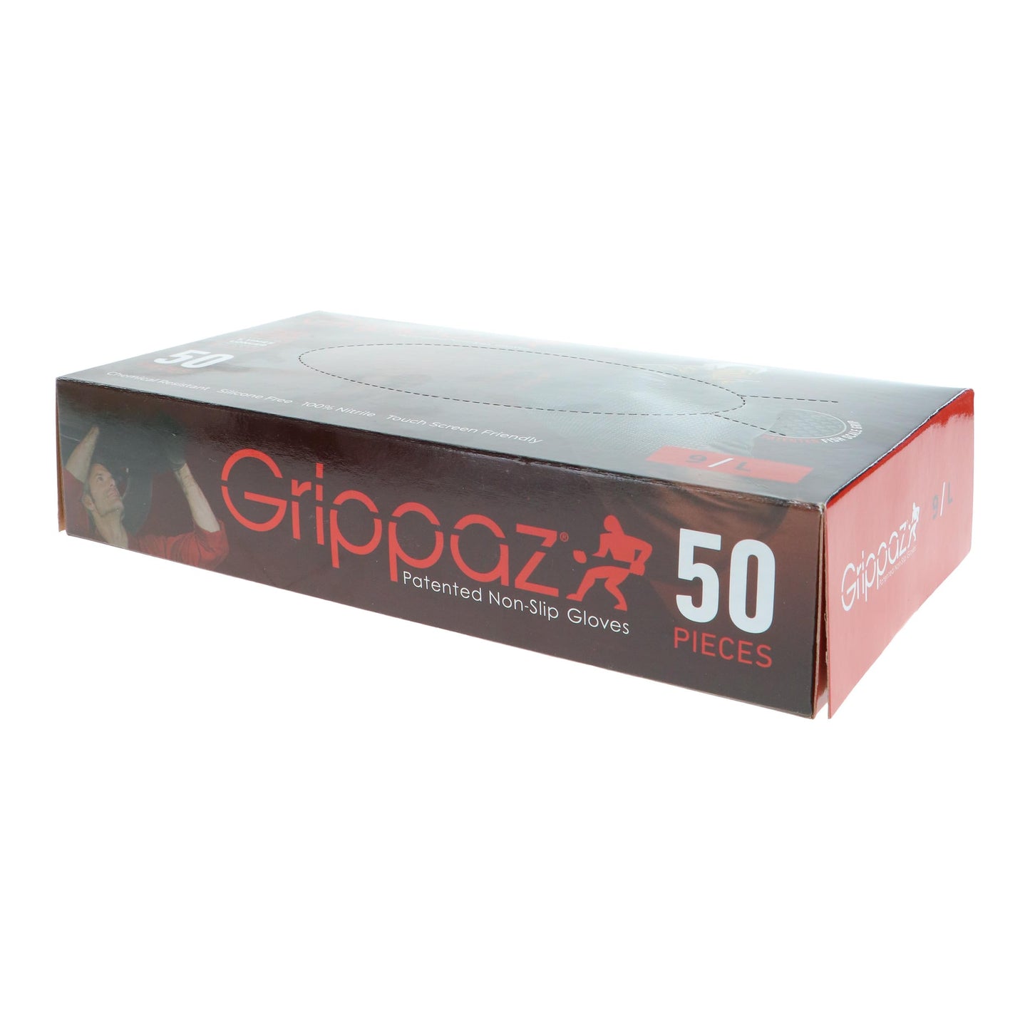 PIP Grippaz Skins 6 Mil Nitrile 9.5" Disposable Gloves 50-Pack, Fish Scale Grip, Chemical & Oil Resistant, Black, Medium (67-246/M)