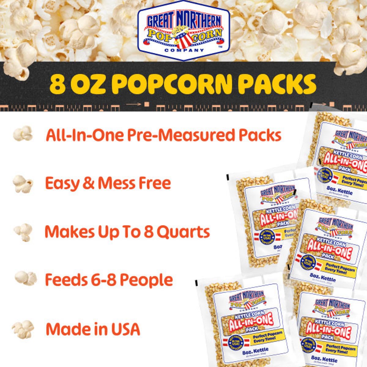 8oz Kettle Corn Machine Popcorn Packets - 5-Pack Pre-Measured