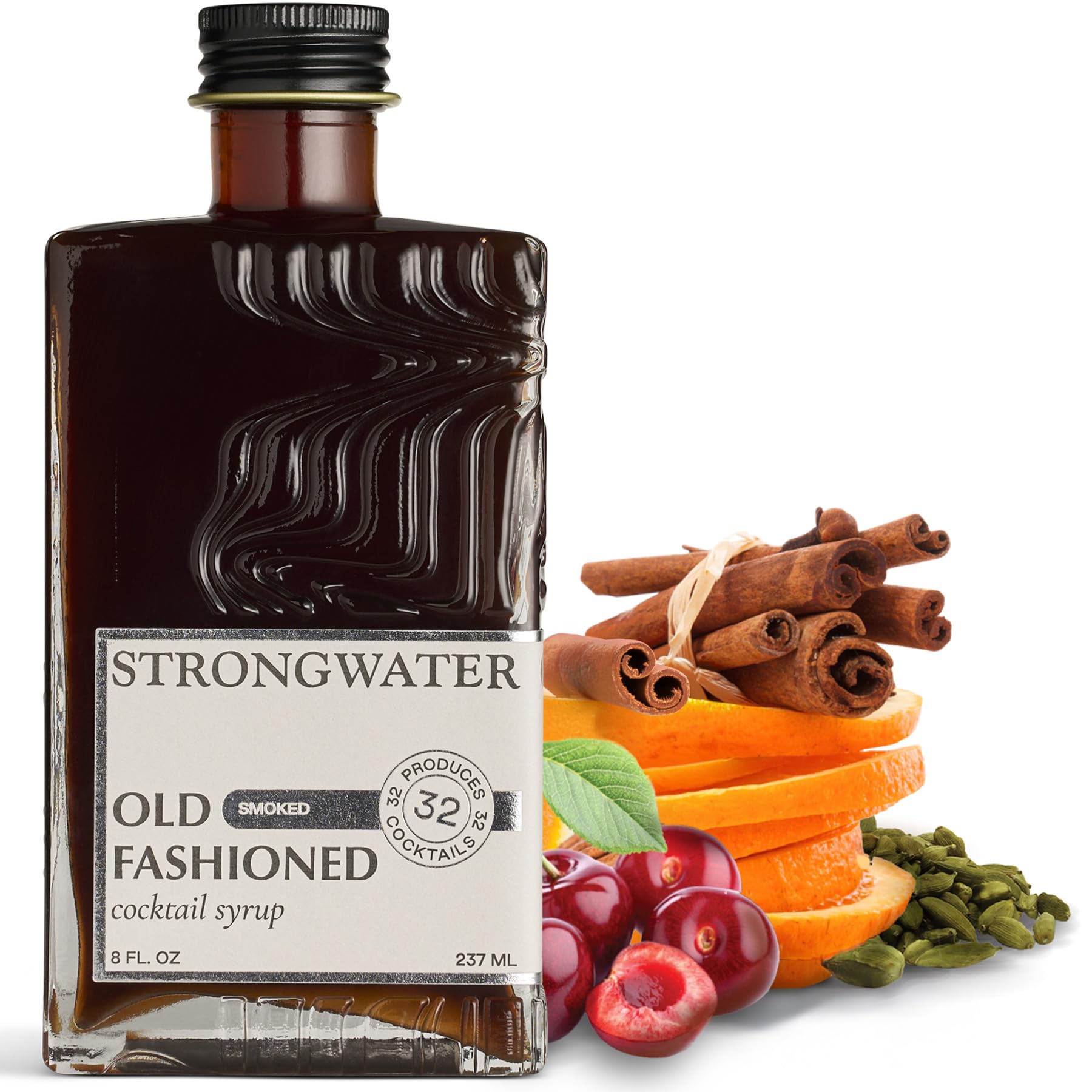 Strongwater Smoked Old Fashioned Craft Cocktail Mixer - Makes 32 Cocktails - Handcrafted Old Fashioned Syrup with Lapsang Souchong Tea, Sugar, Cirus