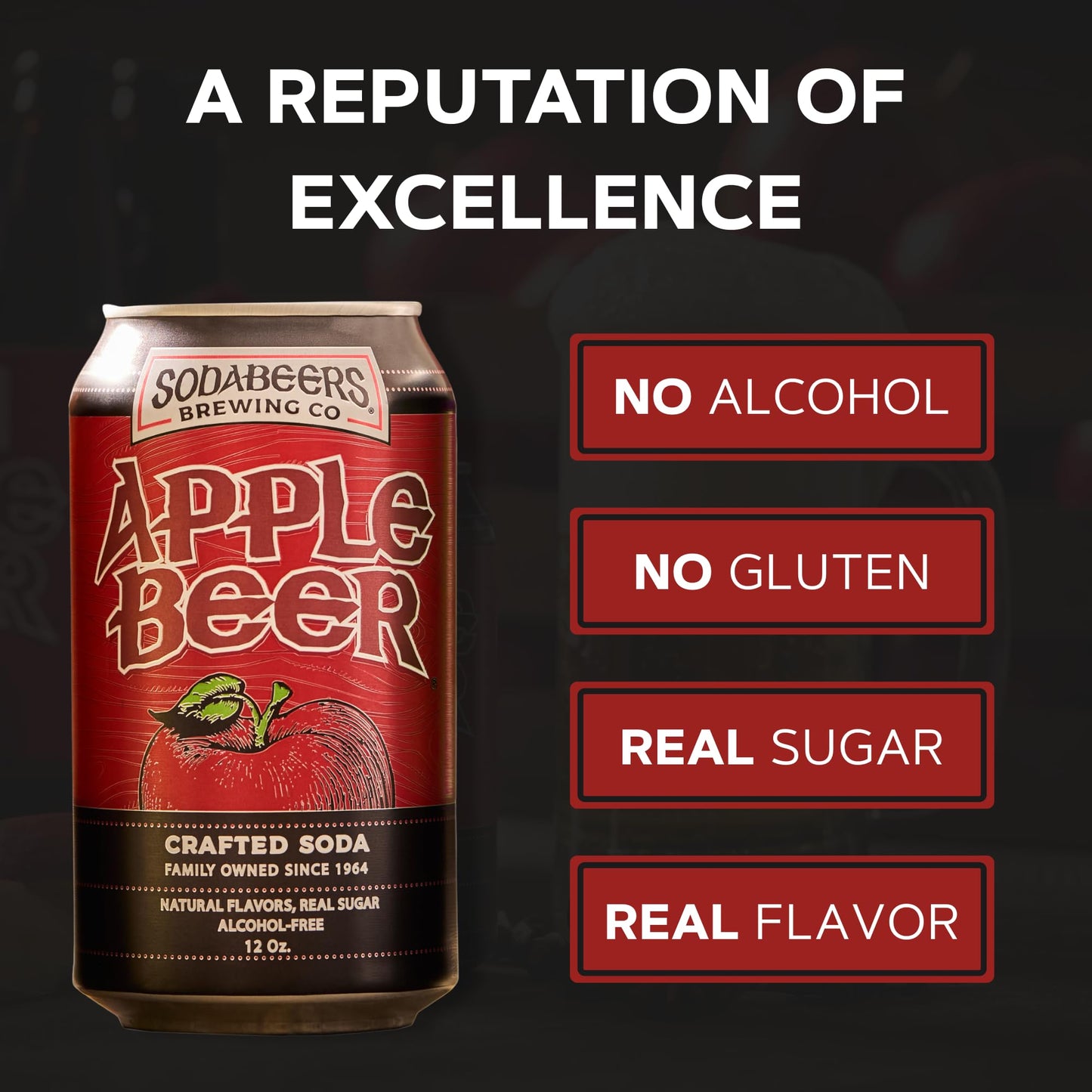Apple Beer | SodaBeers Brewing Co | Alcohol-Free, Gluten-Free Crafted Soda Made With Natural Apple Flavors and Real Sugar, Refreshing Fruit Beverages