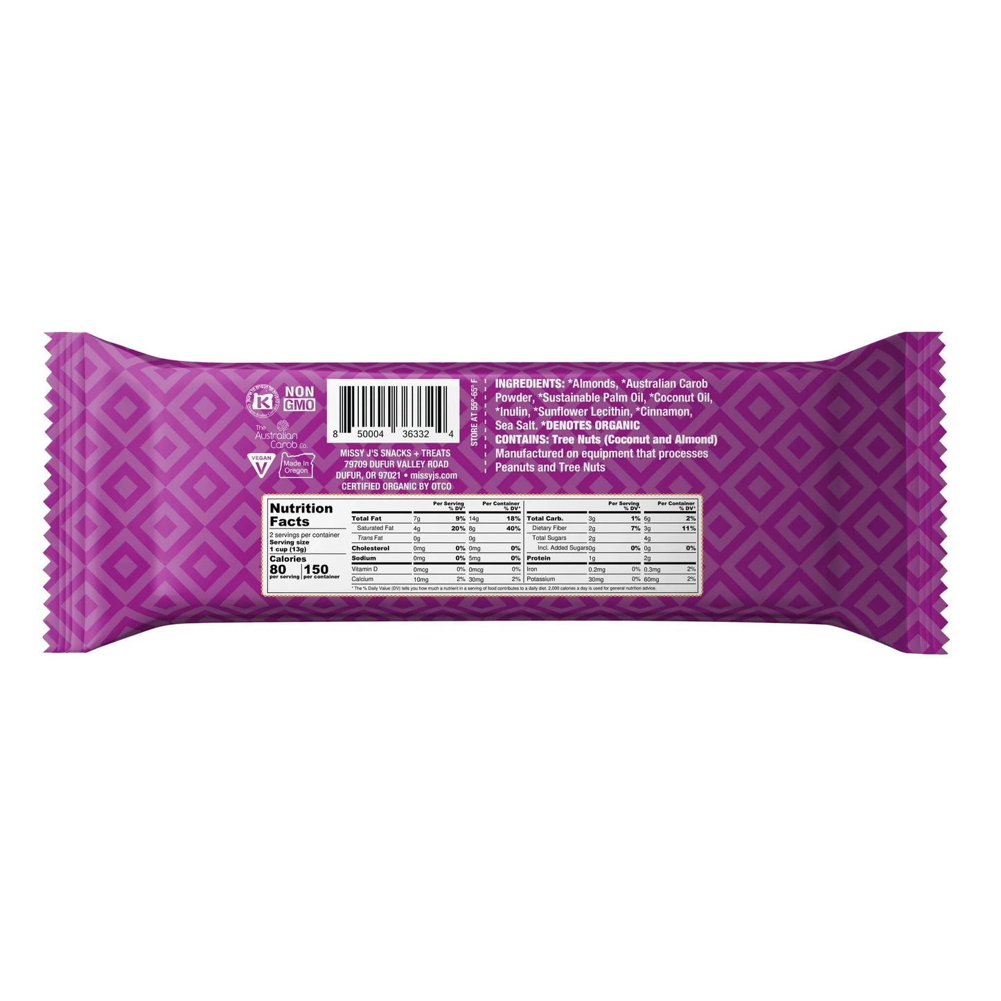 Missy J's Organic Carob Dark Delights Unsweetened Almond Cups 0.9 Oz 12 Pack | Vegan and Gluten-Free, Healthy Caffeine Free Substitute for Chocolate