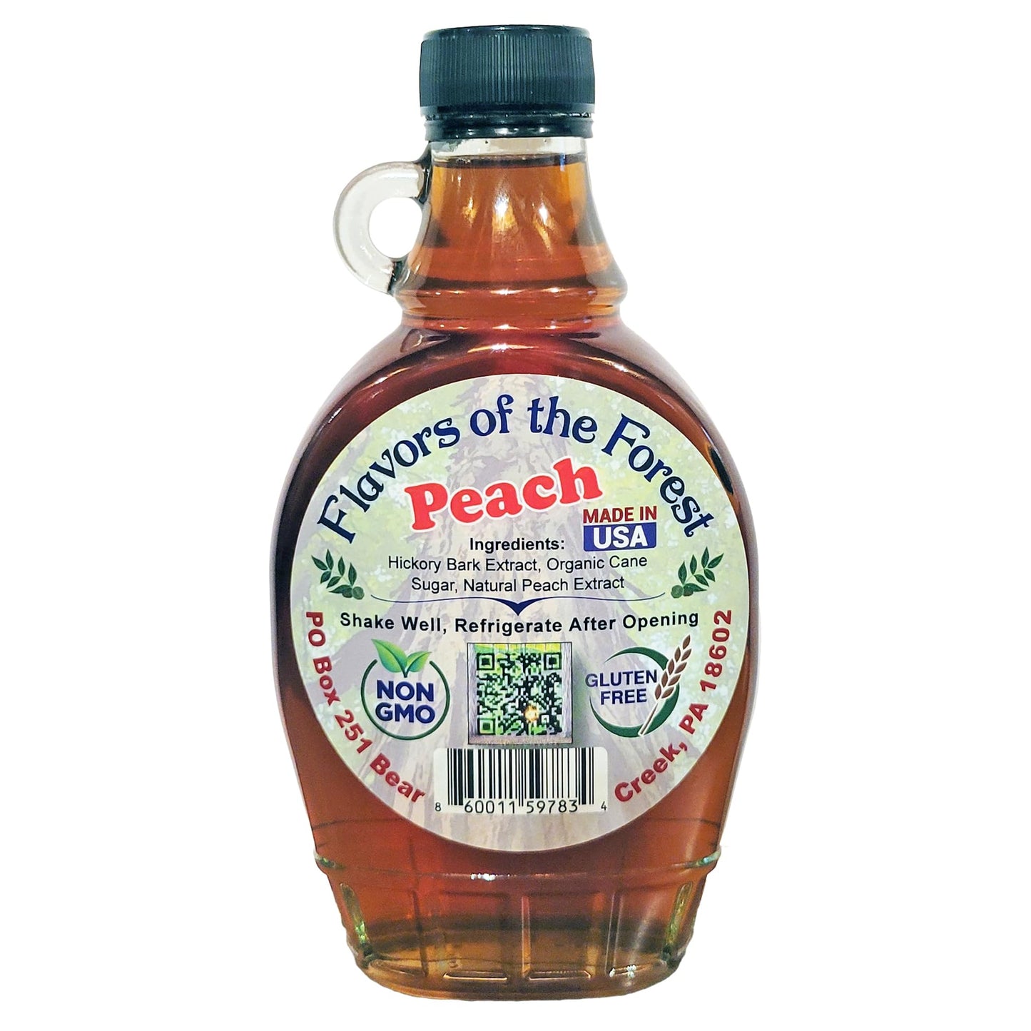 Bee Creek Shagbark Hickory Syrup, Peach Flavor, 8 Fl Oz