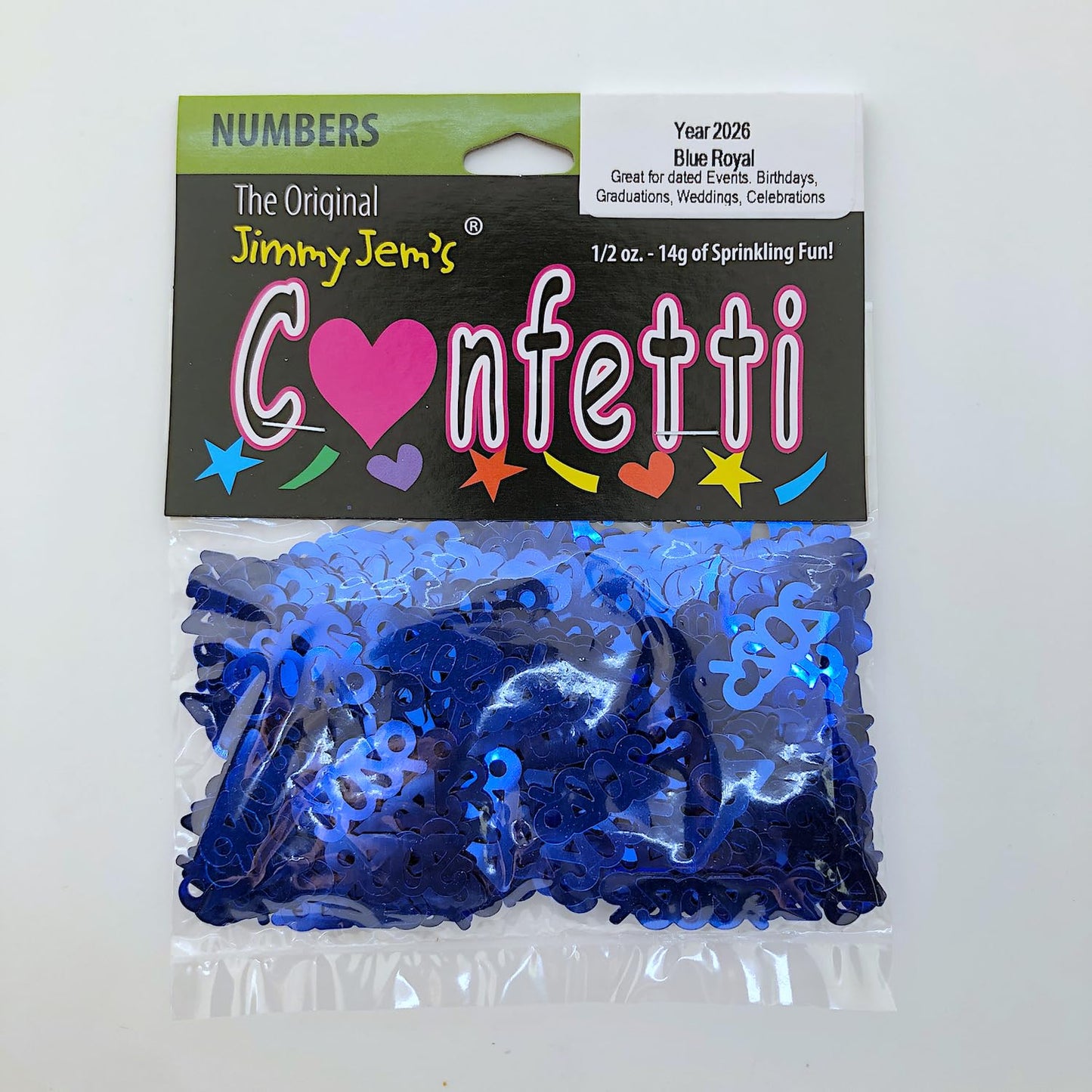 Confetti Year 2026 Blue Royal - 3 Half Oz Bags (1.5 oz) #7341 Q03A