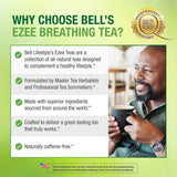 Bell Ezee Breathing Tea Bags, Respiratory & Lung Support | Natural Herbal Blend with Peppermint, Thyme, Eucalyptus & More| Lab Tested, Vegan, Non-GMO