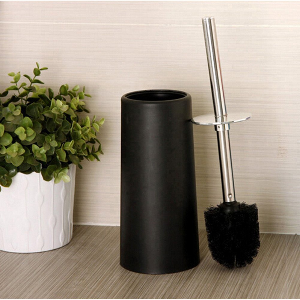 Hofumix Toilet Brush Hideaway Compact Long Toilet Brush with Stand Holder or Bathroom Storage (Black)