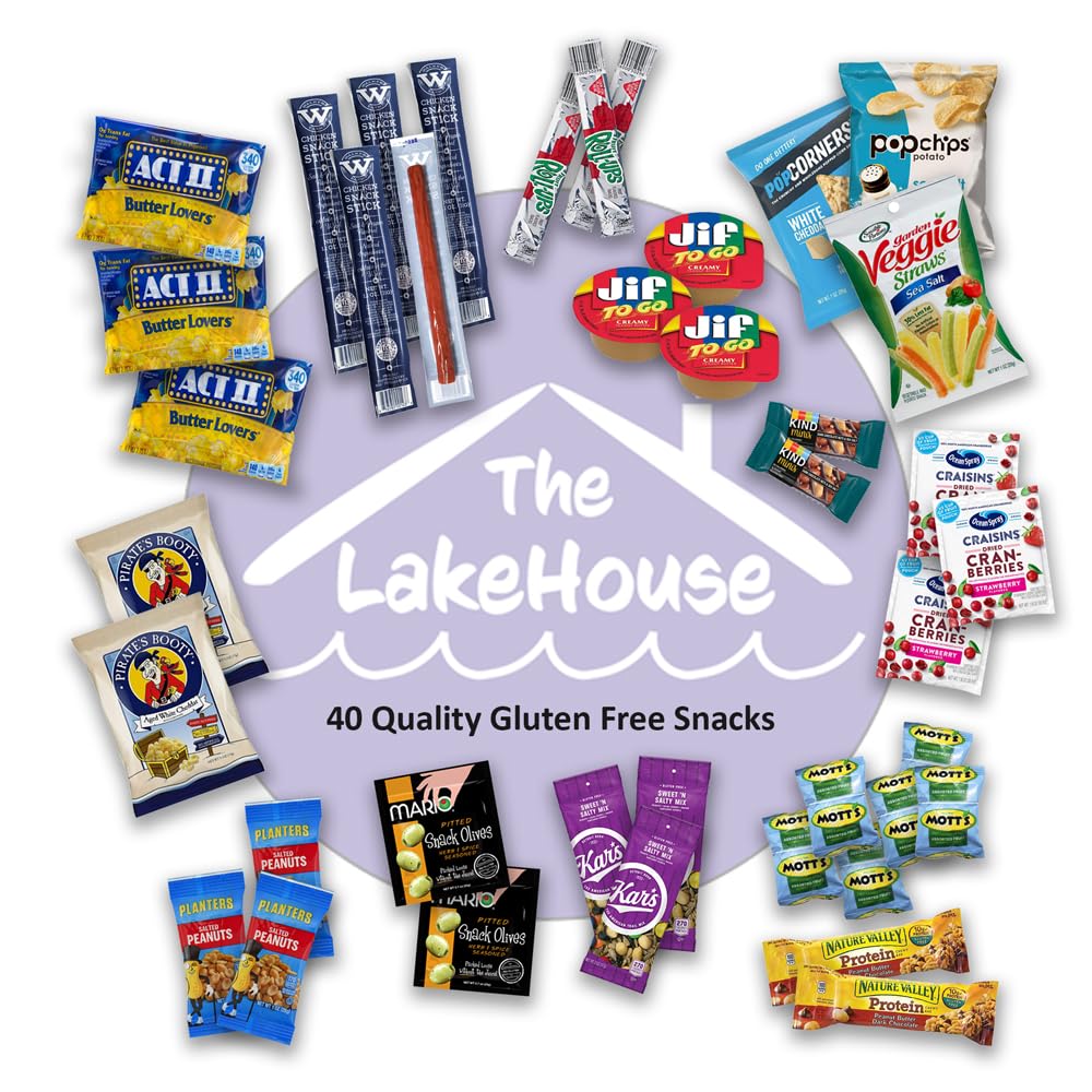 Gluten Free Snacks for Adults Kids - 40 Count Healthy Celiac Friendly Snacks in Individual Packs - Birthday Treats Gift Basket - Valentines Care