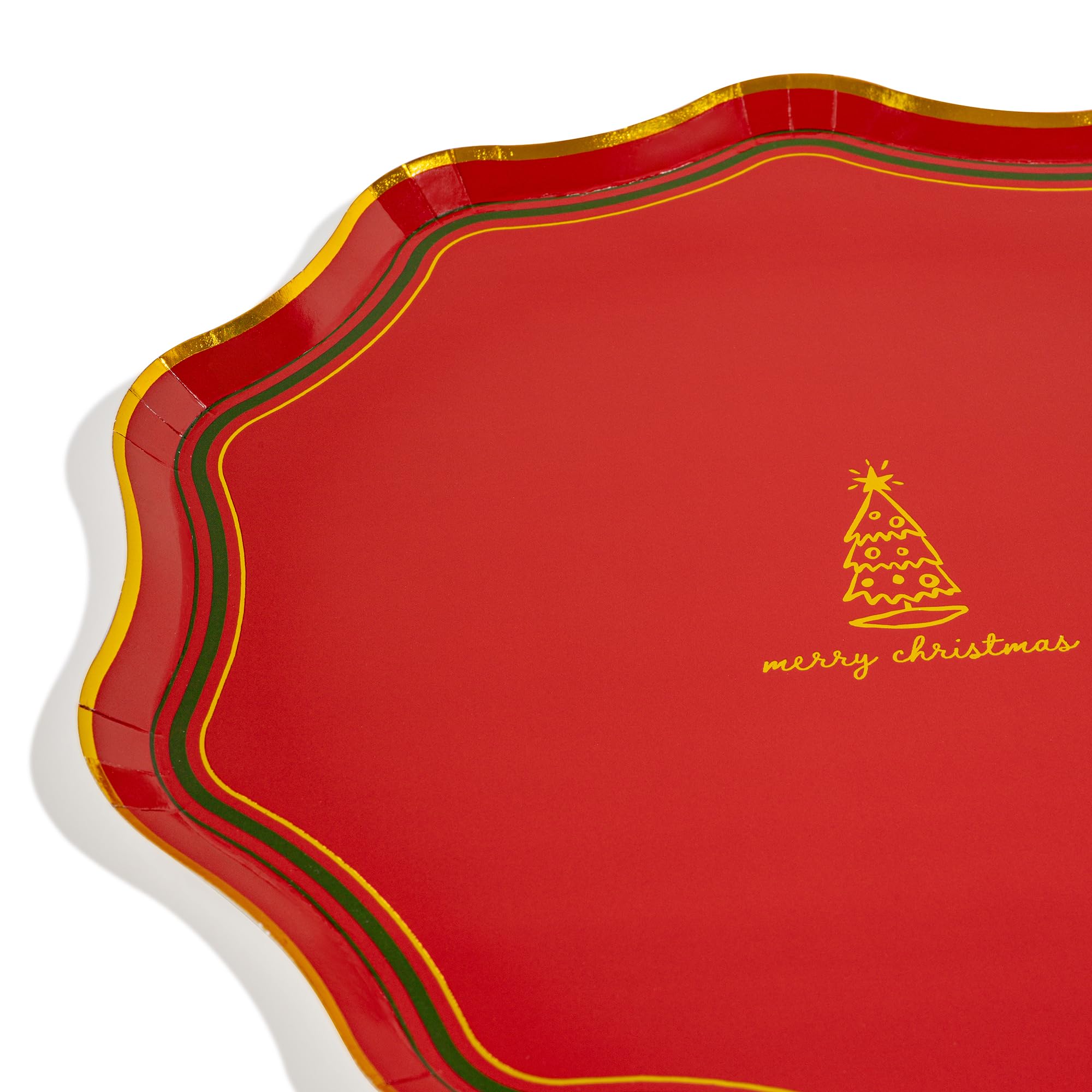 Emergency Confetti 20 Ct 10.5" Christmas Party Plates - Gold Foil Disposable Paper Plates for Holiday Celebrations, Appetizers, and Dessert - Premium