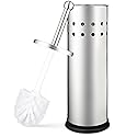Home Intuition Polished Chrome Stainless Steel Vented Toilet Brush and Holder, 1 Pack