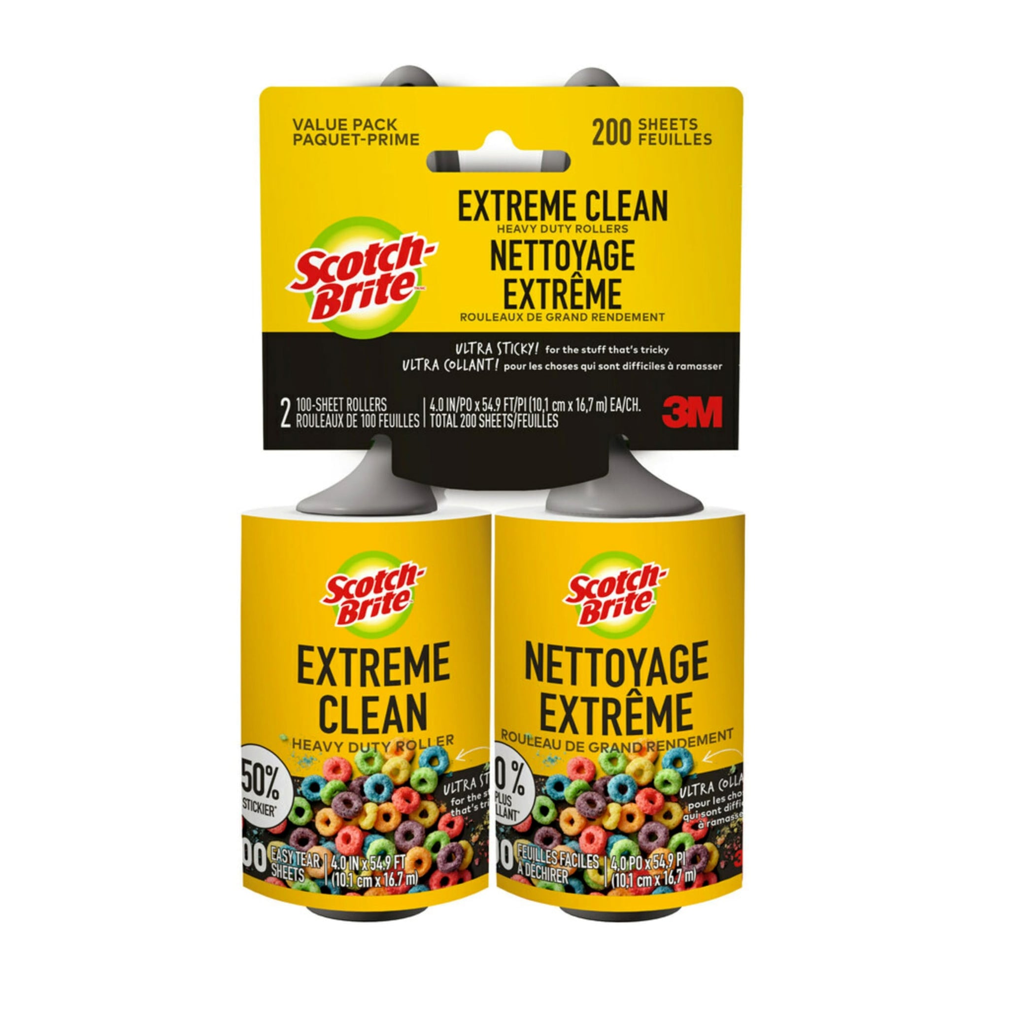 Scotch-Brite Extreme Clean Lint Roller, 50% Stickier*, Heavy Duty for Removing Debris and Pet Hair on Clothes, Furniture, Cars, Offices & More, 2