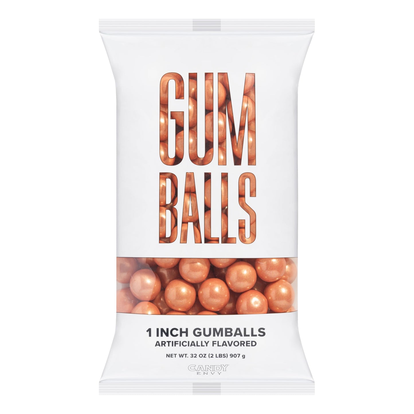 Candy Envy - Shimmer Rose Gold Gumballs - 1 Inch - Approximately 113 Gumballs Per 2lb Bag - Bulk Rose Gold Candy - North American Made & Kosher