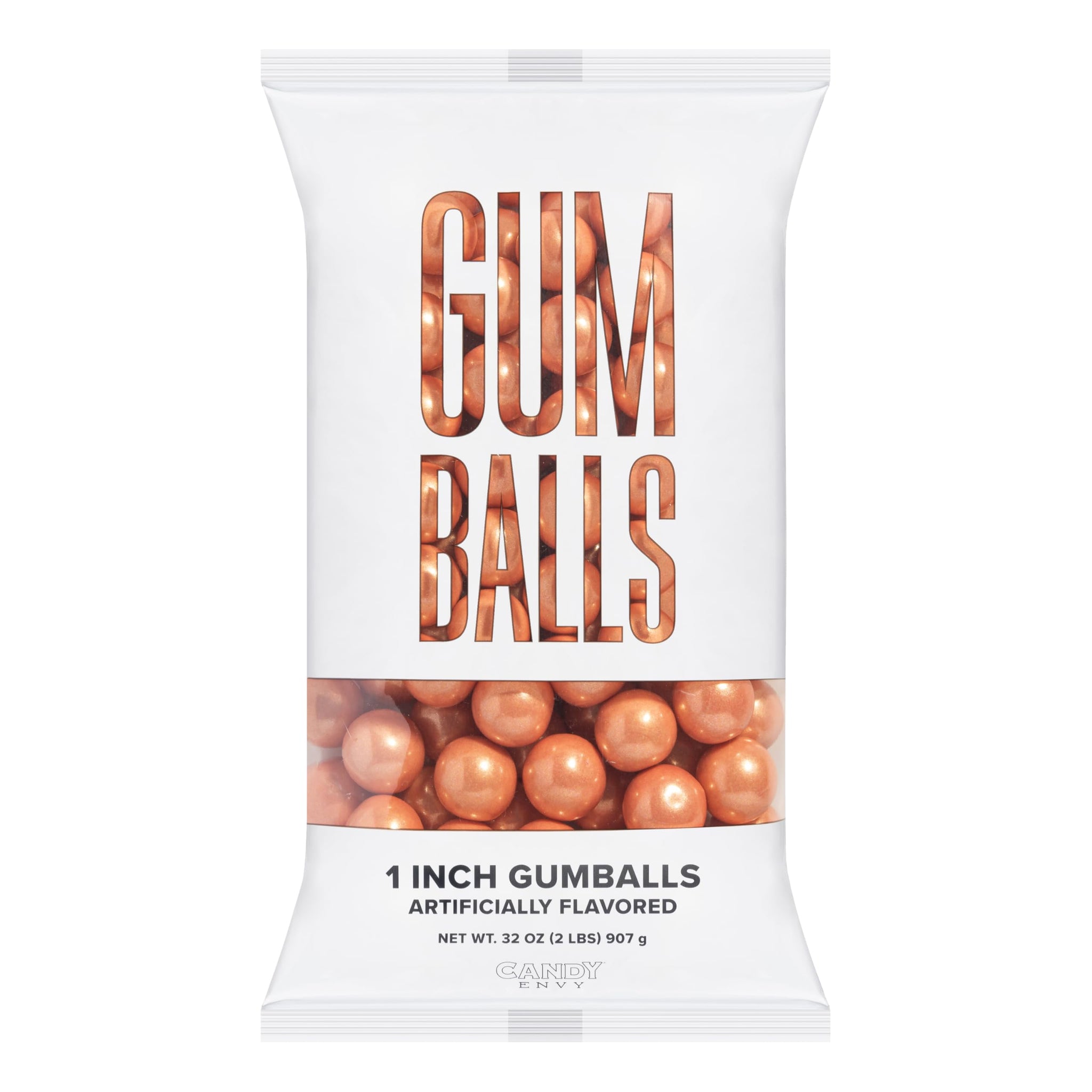 Candy Envy - Shimmer Rose Gold Gumballs - 1 Inch - Approximately 113 Gumballs Per 2lb Bag - Bulk Rose Gold Candy - North American Made & Kosher