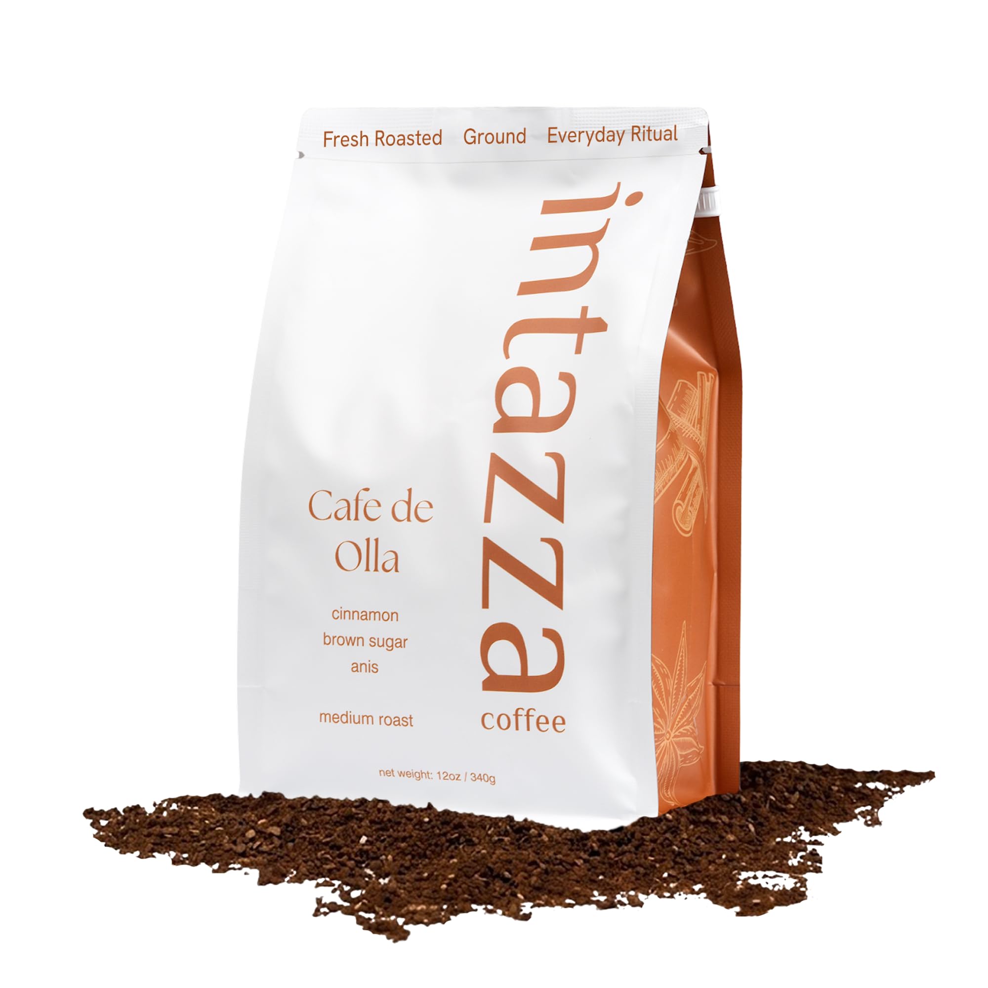 Intazza Ground Coffee, Cafe De Olla Medium Roast Coffee Ground, 100 Percent Arabica, Cozy Spiced Flavor Profile That Complements The Roast, For Coffee