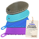 Asiopphire Silicone Sponges for Dishes - 4 Pack Dual-Sided Dish Scrubber - Food Grade, BPA Free Silicone Sponge & Housecleaning
