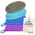Asiopphire Silicone Sponges for Dishes - 4 Pack Dual-Sided Dish Scrubber - Food Grade, BPA Free Silicone Sponge & Housecleaning