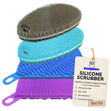 Asiopphire Silicone Sponges for Dishes - 4 Pack Dual-Sided Dish Scrubber - Food Grade, BPA Free Silicone Sponge & Housecleaning