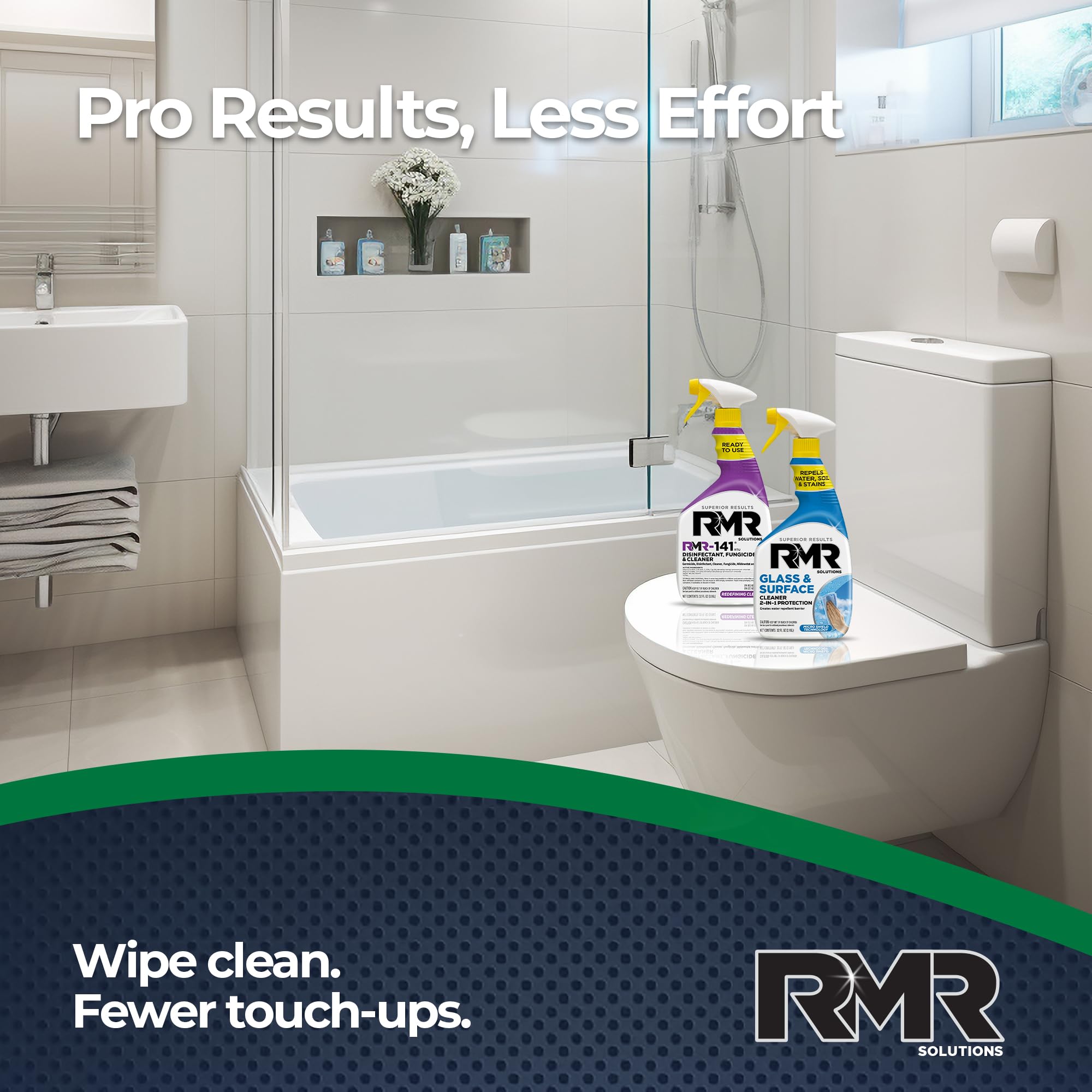 RMR Defend & Detail Duo - RMR-141 EPA Registered Mold & Mildew Spray + Glass & Surface Cleaner/Repellent, 2-Step Clean & Protect System for Glass