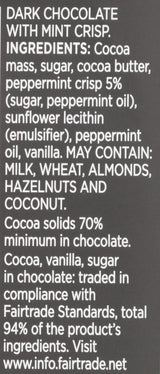 DIVINE CHOCOLATE Chocolate, 70% Dark Chocolate with Mint Crisp, 3 Oz