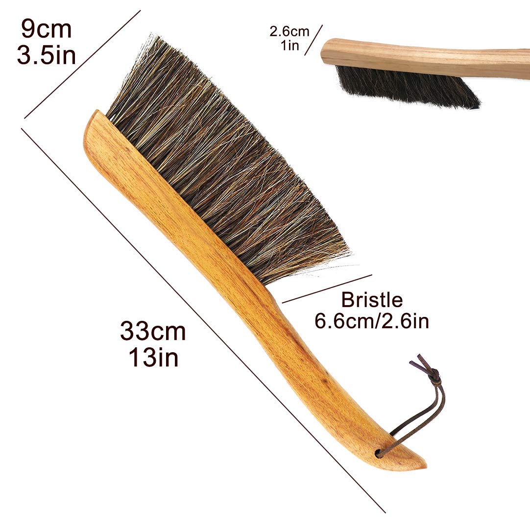 Counter Brush for Drafting, Patio, Bed, Fireplace, Woodworking, Outdoor Furniture Cleaning, Horsehair Shop Bench Brush, Wood Hand Broom Brush, 2
