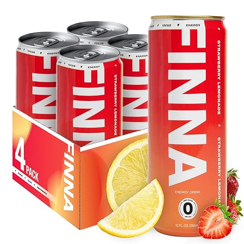 FINNA Energy Drink - Lightly Carbonated, 13 Ingredients for Focus, No Jitters, Less Preservatives, Low-Calorie, Suitable for Work, School & Gym