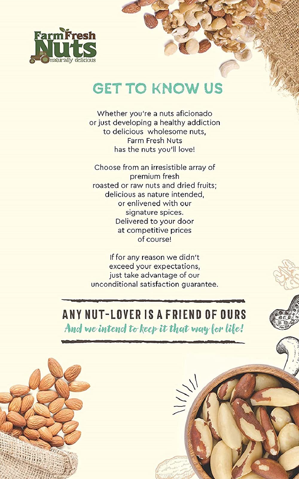 Deluxe Mixed Nuts Raw Natural Unsalted (No Shell) - Compares To Organic Almonds, Walnuts, Cashews, Filberts & Pecans Mix By Farm Fresh Nuts (2 Lb.)