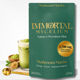 Immortal Mycelium Mushroom Matcha Drink Mix - Ceremonial Grade Matcha with Lion’s Mane, Cordyceps & Chaga - Creamy Adaptogenic Green Tea Latte - 15