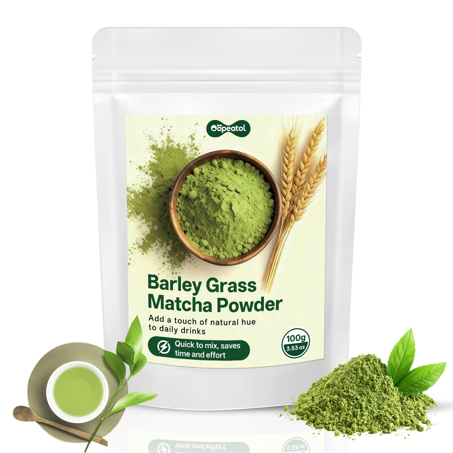 Ceremonial-Grade Matcha Powder Barley Grass Matcha Powder with L-Theanine & EGCG | Premium Blend for Calm Energy, Focus & Antioxidants | Supports Body