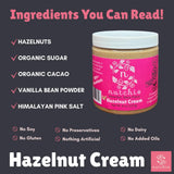 Nutchio Hazelnut Cream 8 oz 70% Hazelnuts, Smooth Natural Spread | Dairy Free, Vegan, Gluten-Free Nut Butter | No Added Oils, No Preservatives