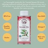 La Tourangelle, Toasted Sesame Oil, Great for Cooking, Add to Noodles, Stir-Fry, Vegetables, Vinaigrettes, and Marinades, 8.45 Fl Oz