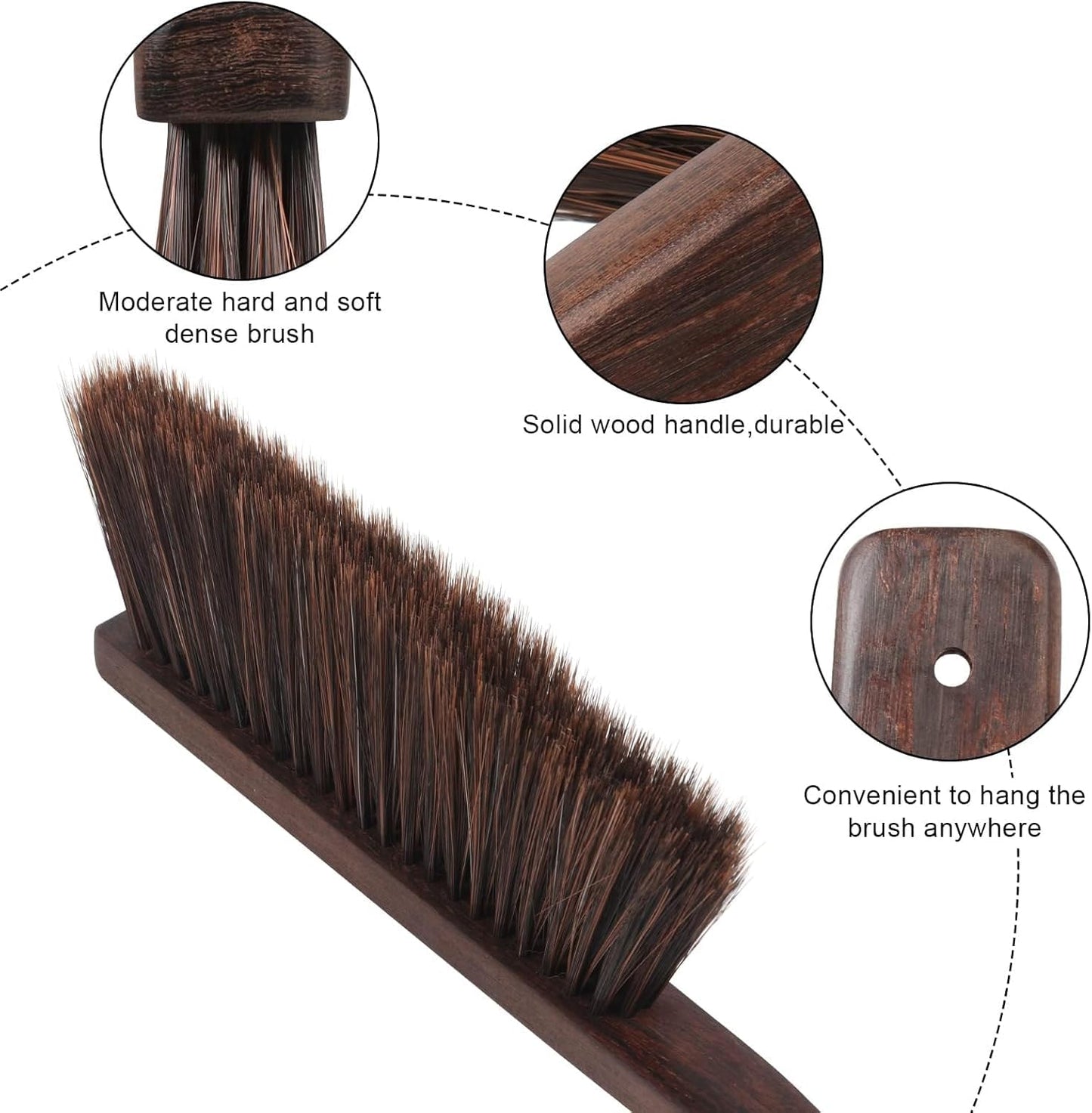 17In Extra Large Dust pan and Brush Set,Commercial Heavy-Duty Dust Pans and Wood Broom,Clip on Dust Pan Metal Edge Flat Against Floor