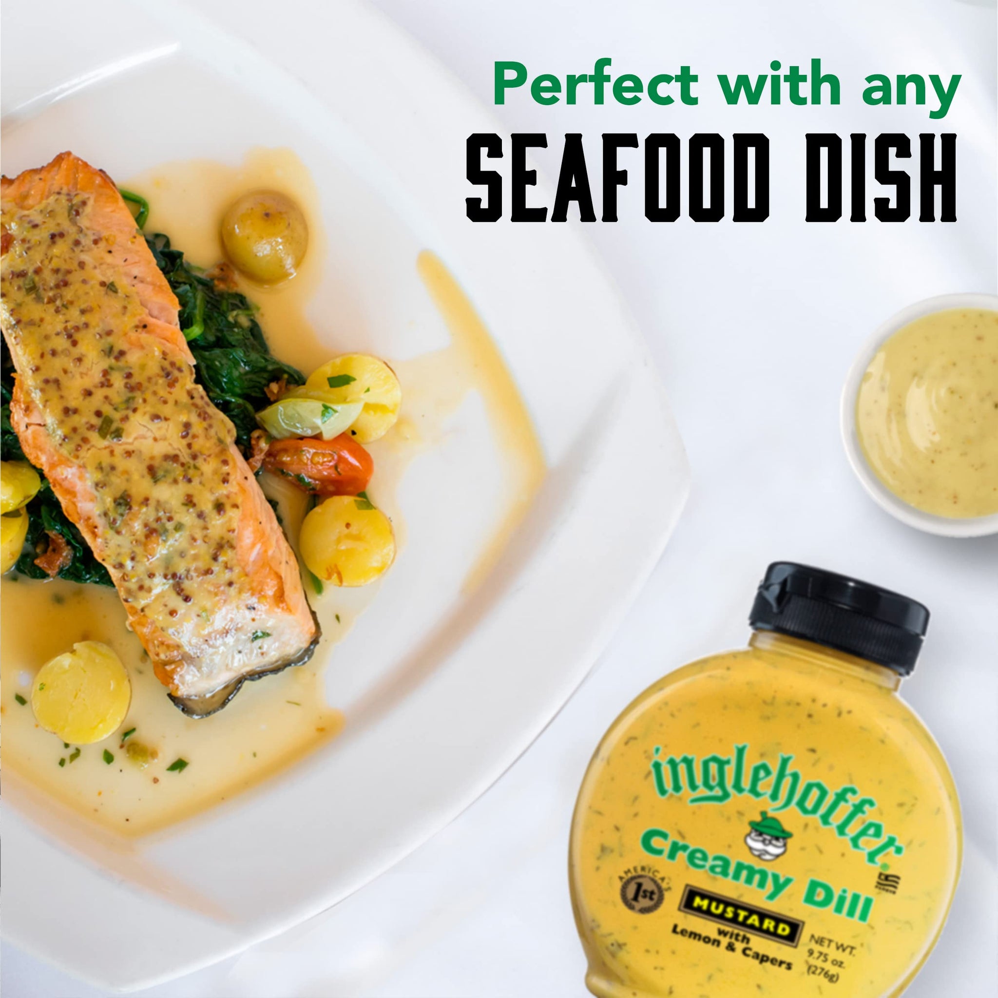 Inglehoffer Creamy Dill Mustard 9.75 oz, Savory Mustard with Dill, Lemon & Capers