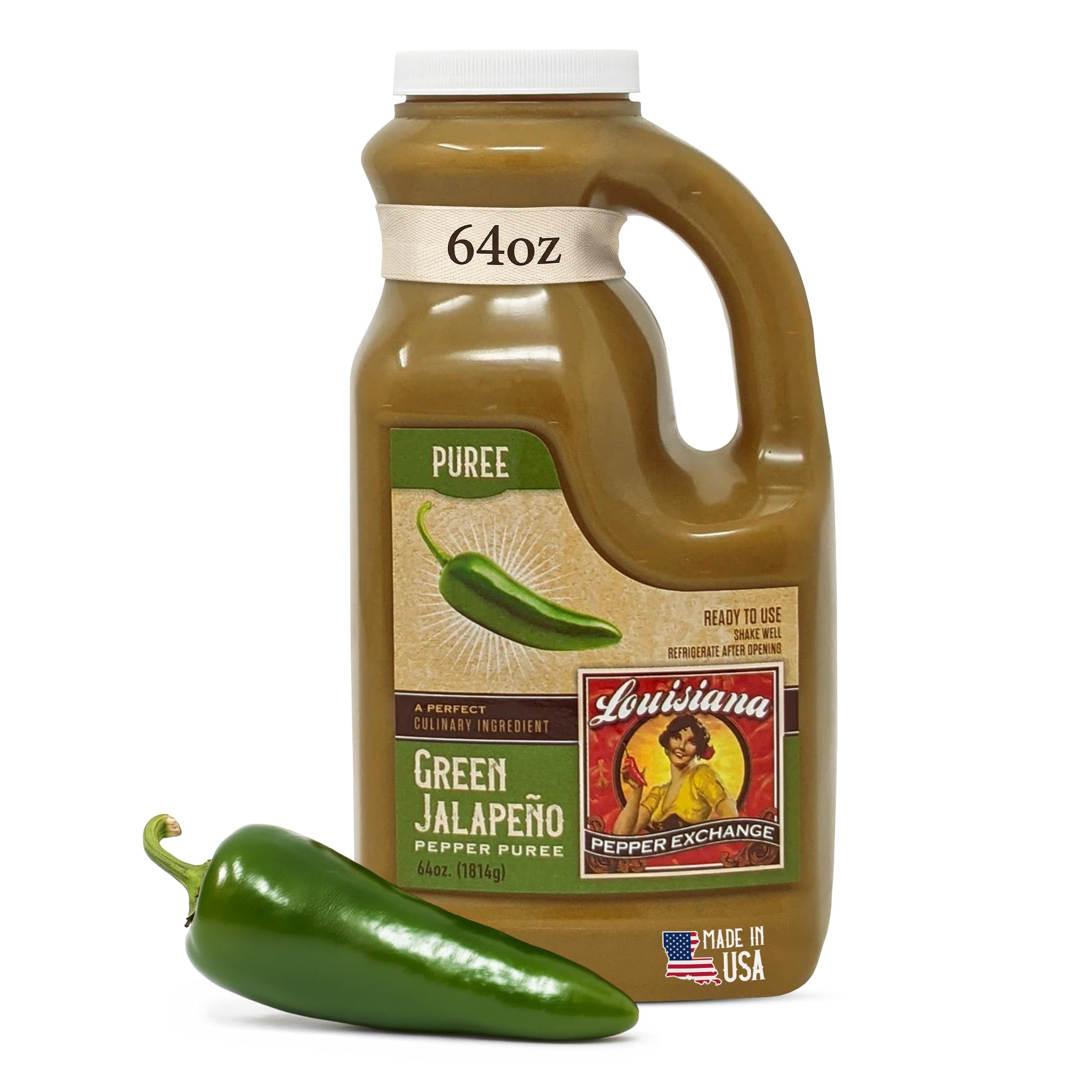 Green Jalapeño Pepper - Louisiana Pepper Exchange - Fresh Pepper Replacement. Save Time and Money in the Kitchen, No More Food Waste. 64 Ounces