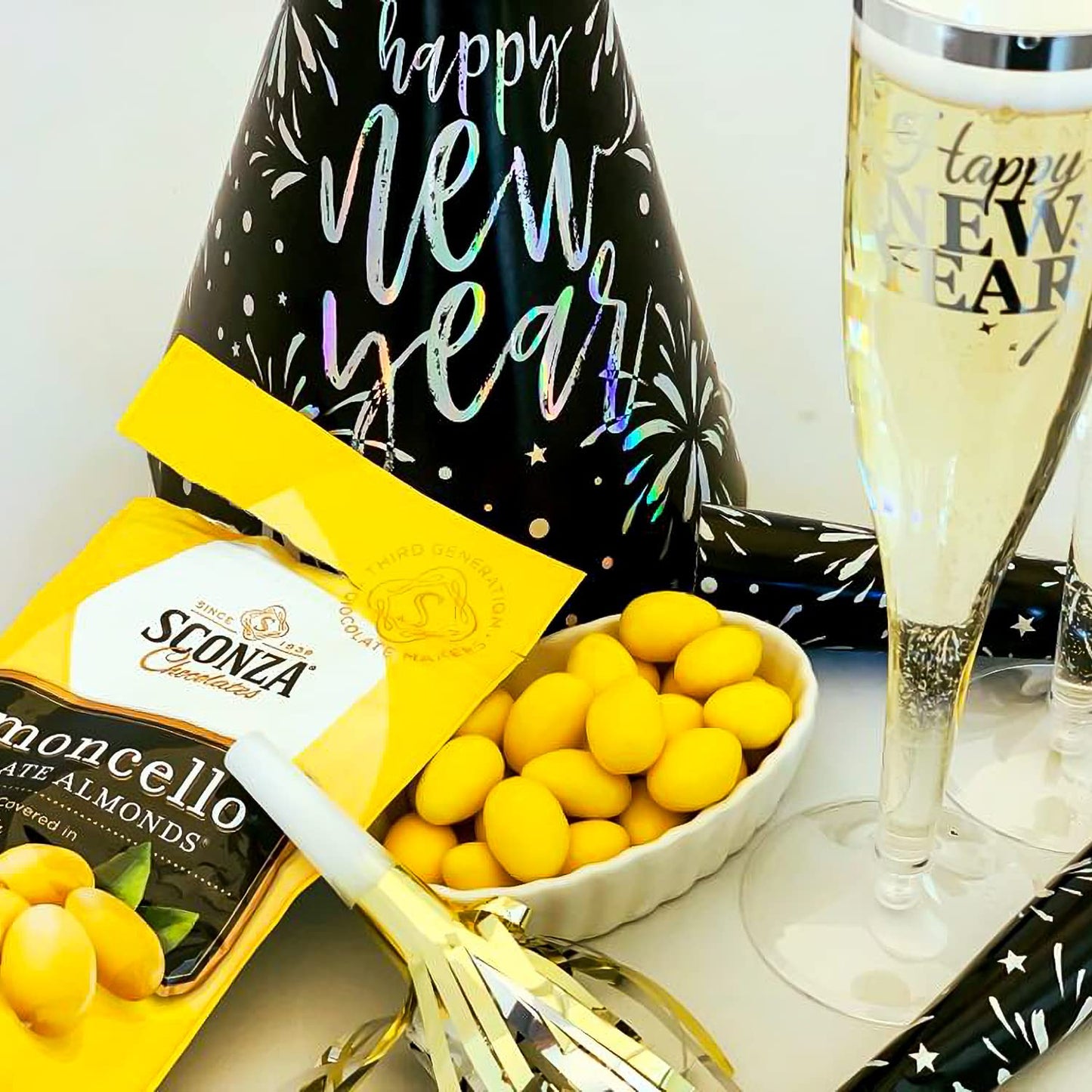 Lemoncello Chocolate Covered Almonds Brought to you by Nutic, Produced by Sconza - Roasted Almond Covered in White Chocolate and Lemon Creme Candy |5
