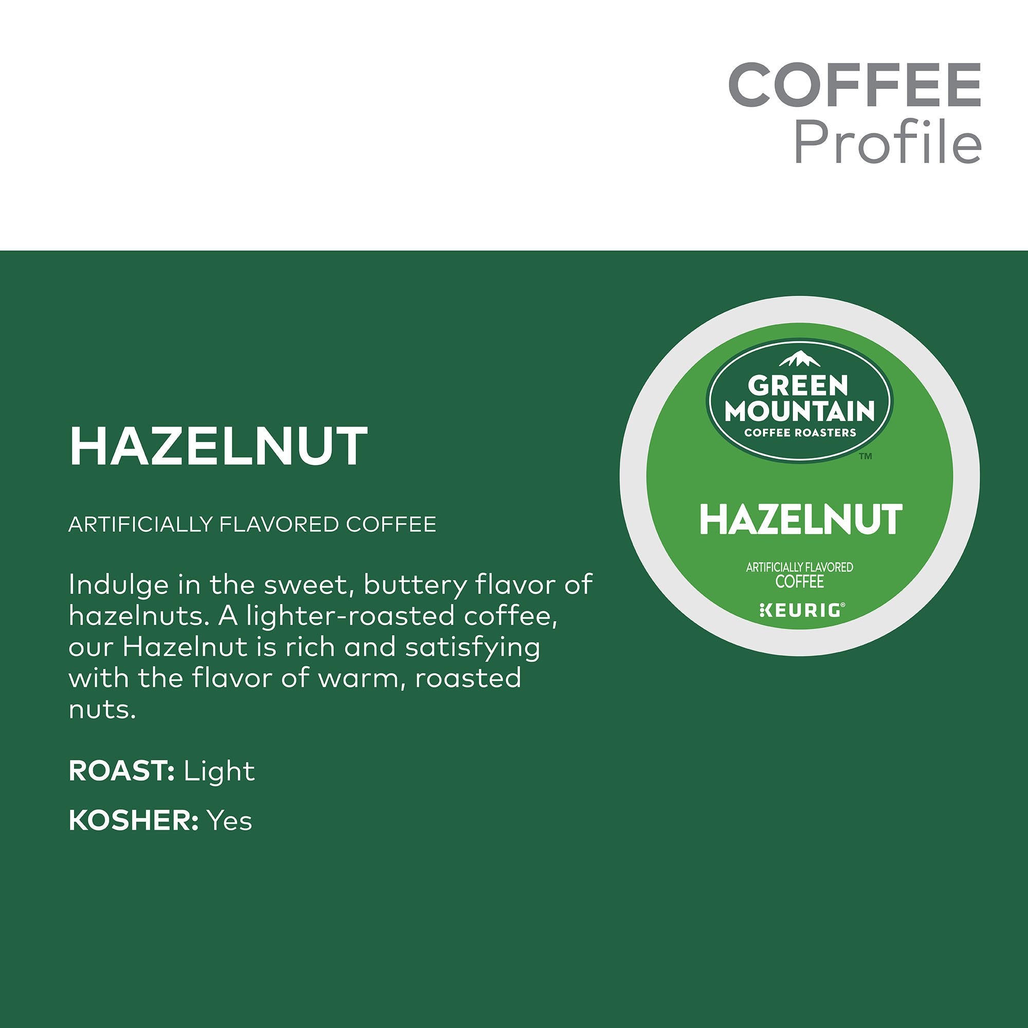 Green Mountain Coffee Roasters Hazelnut Keurig Single-Serve K-Cup Pods, 12 Count