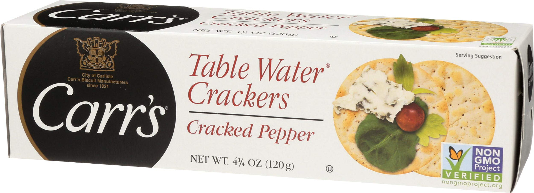 Carr's Table Water Crackers, Cracked Pepper, 4.25 Oz