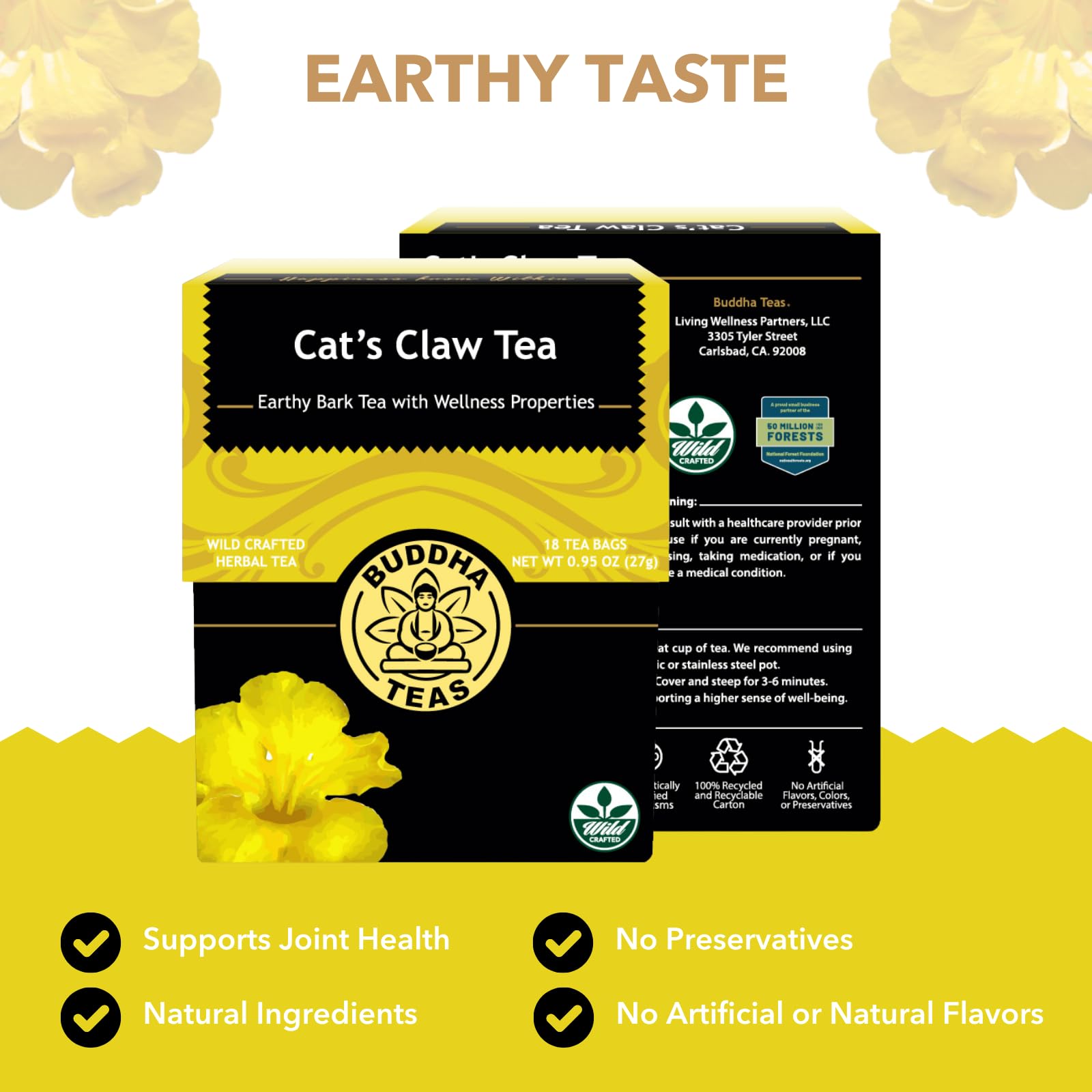 Buddha Teas - Cat’s Claw Tea - Wild Crafted Herbal Tea - For Health & Wellbeing - Supports Immune & Digestive Health - Clean Ingredients - Caffeine