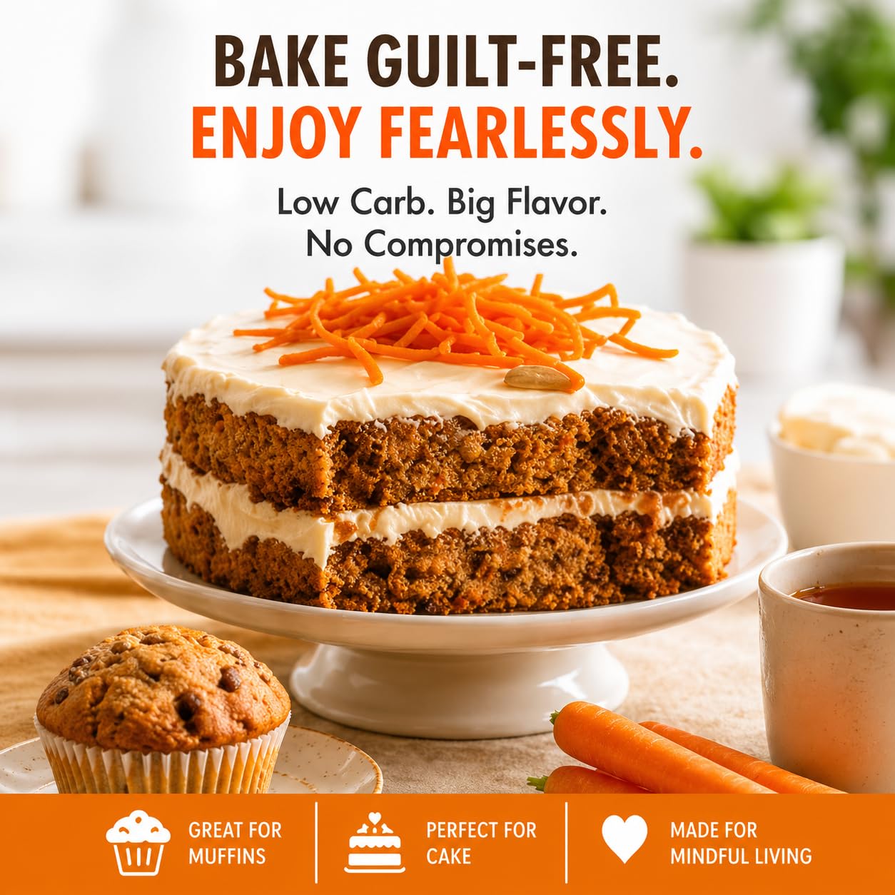 Good Dees Low Carb Baking Mix, Carrot Muffin & Cake Mix, Keto Baking Mix, No Sugar Added, Gluten Free, Dairy-Free, Diabetic (Pack of 1)