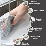 CrafTreat Non Scratch Wire Dishwashing Rag, 10 Pack Double Layer Reusable Wire Dishcloth, Silver Mesh Metal Cleaning Cloth for Pots, Pans, Sink, Steel